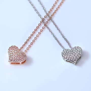 CZ Dainty Shimmering Heart Necklace , Wedding Necklace, Bride to be, Valentine's Day Gift For Her, Galentine's Day, Statement Necklace Cz